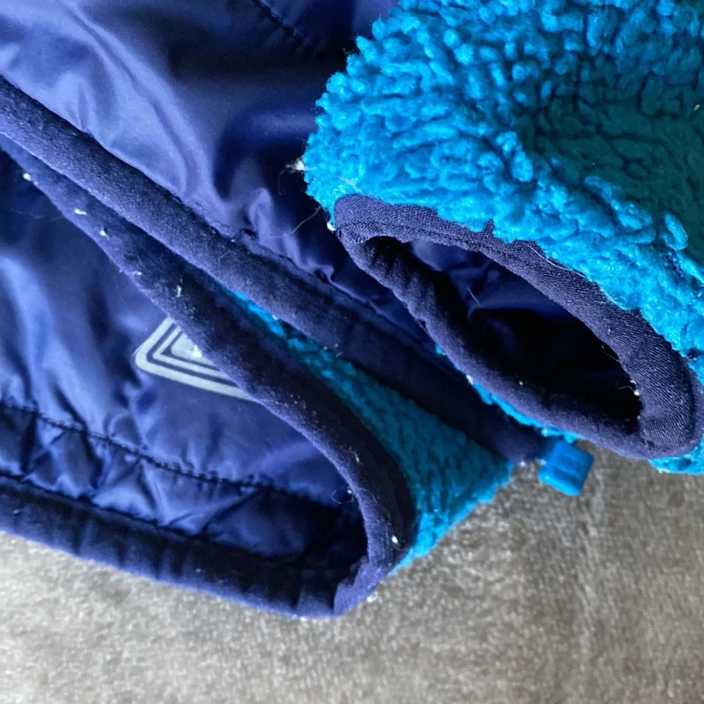 L.L. Bean Kids Blue and Teal Reversible Fleece-Lined Jacket